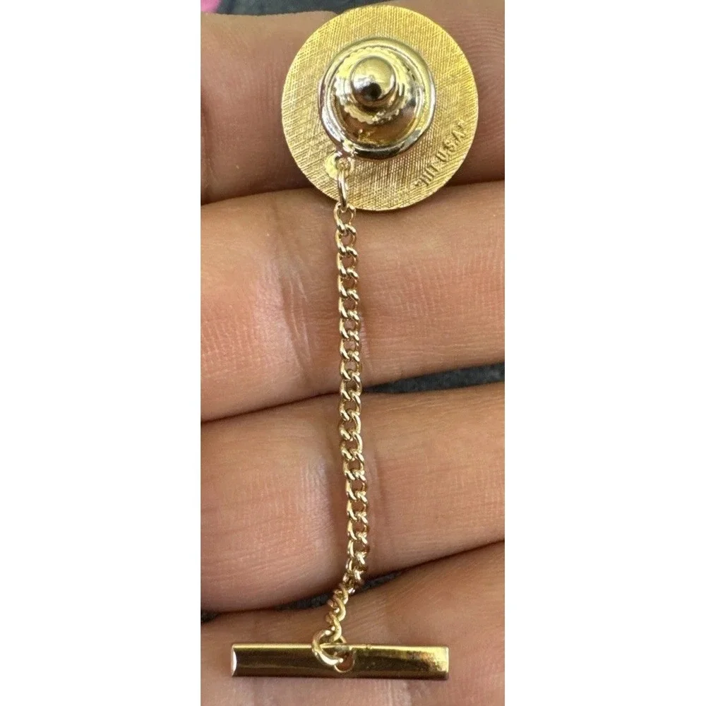 VTG ENAMEL Shield Police Dept Of Nassau 50yrs Of Service Award Tie‎ Chain Pin 2